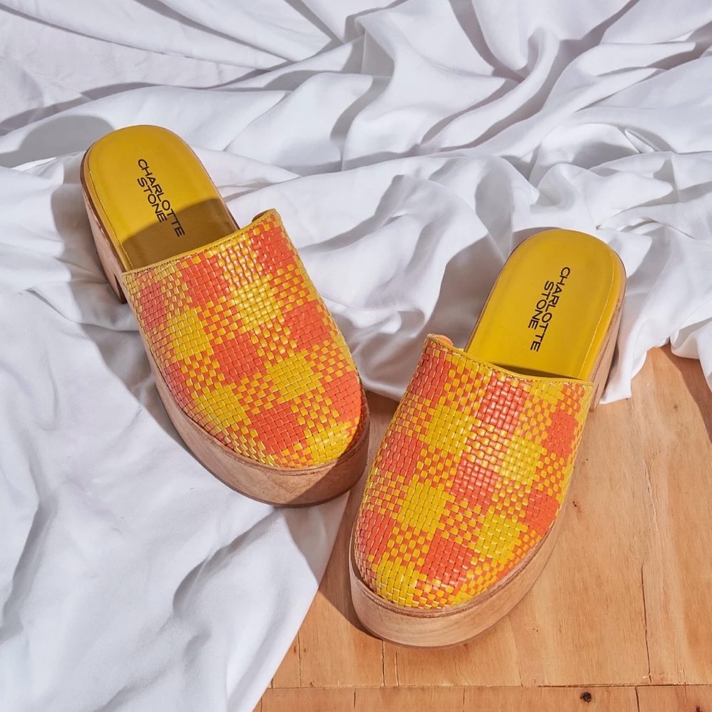Charlotte Stone Martino clogs - Orange Tangerine Check